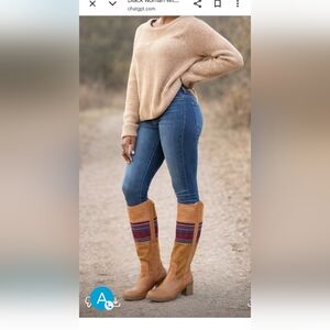 BC Footwea 100% leather Tan and Red Heeled Boots